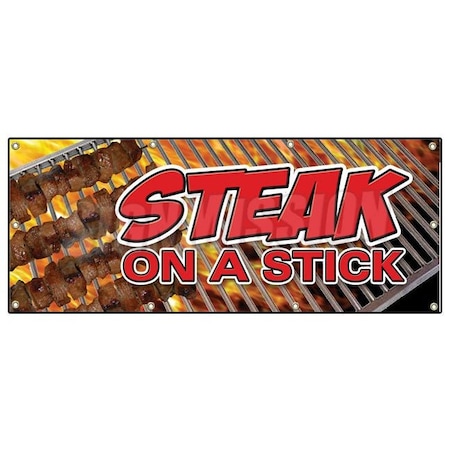 Signmission STEAK ON A STICK BANNER SIGN meat steak beef bbq grill restaurant food B-96 Steak On A Stick